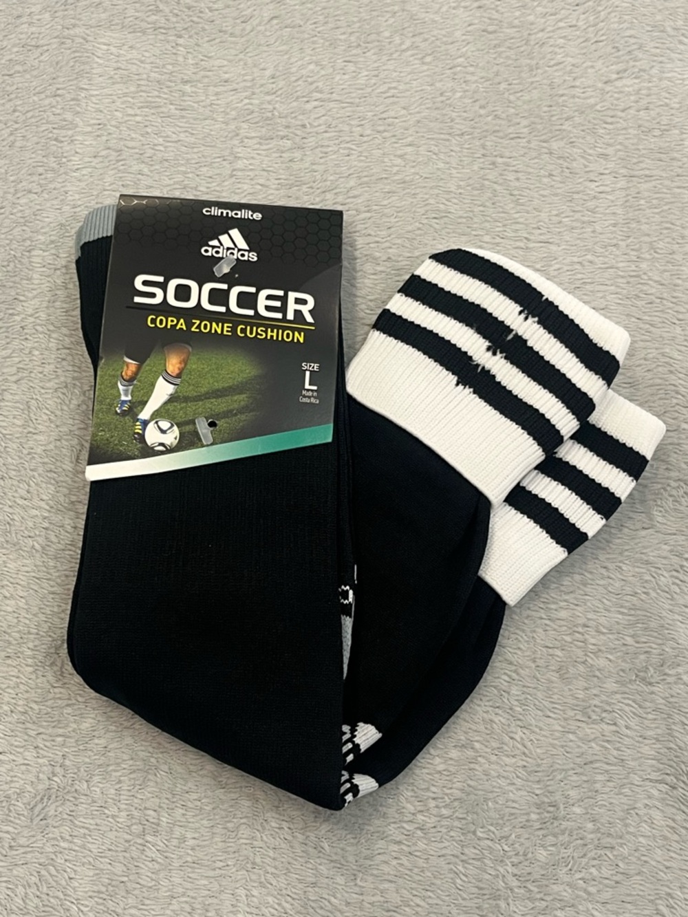 Adidas Soccer Copa Zone Cushion Long Black & White Socks Men Size Large 9-13 US